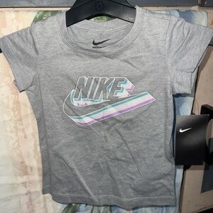 Nike Kids Gray Tee with Pastel Logo